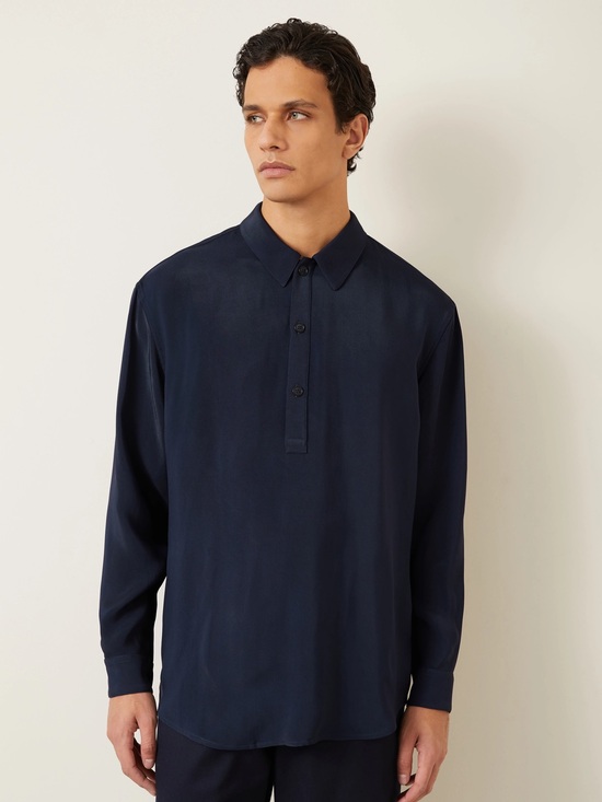 Giorgio Armani Other - Giorgio Armani Mens Long Sleeve Knit Polo Popover Navy Made Italy USA 38